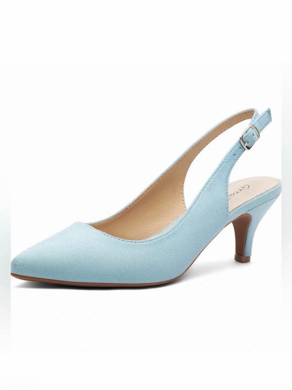 GREATONU‎ NWOT Suede Slingback Kitten Heel Pointed Toe Dress Pumps